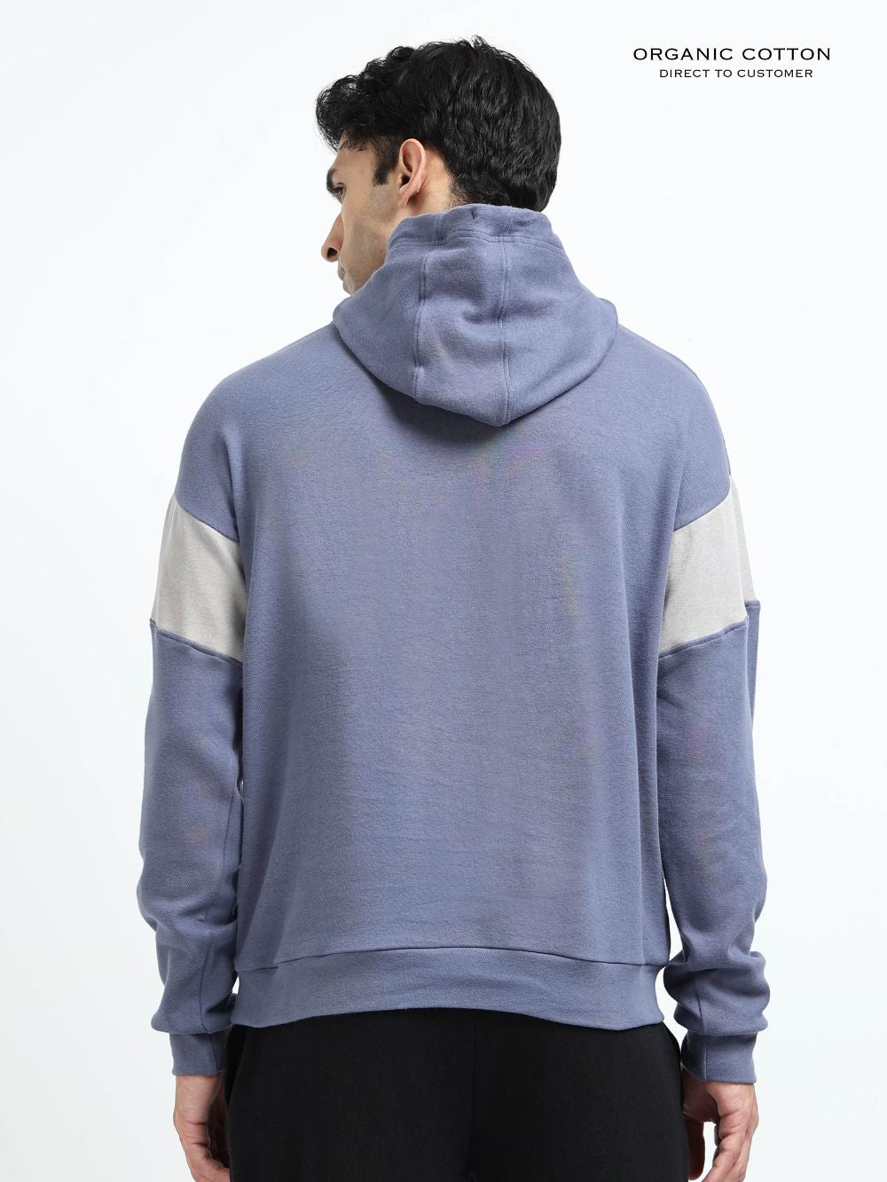 Blueish Grey Organic Cotton Casual Hoodie for Men