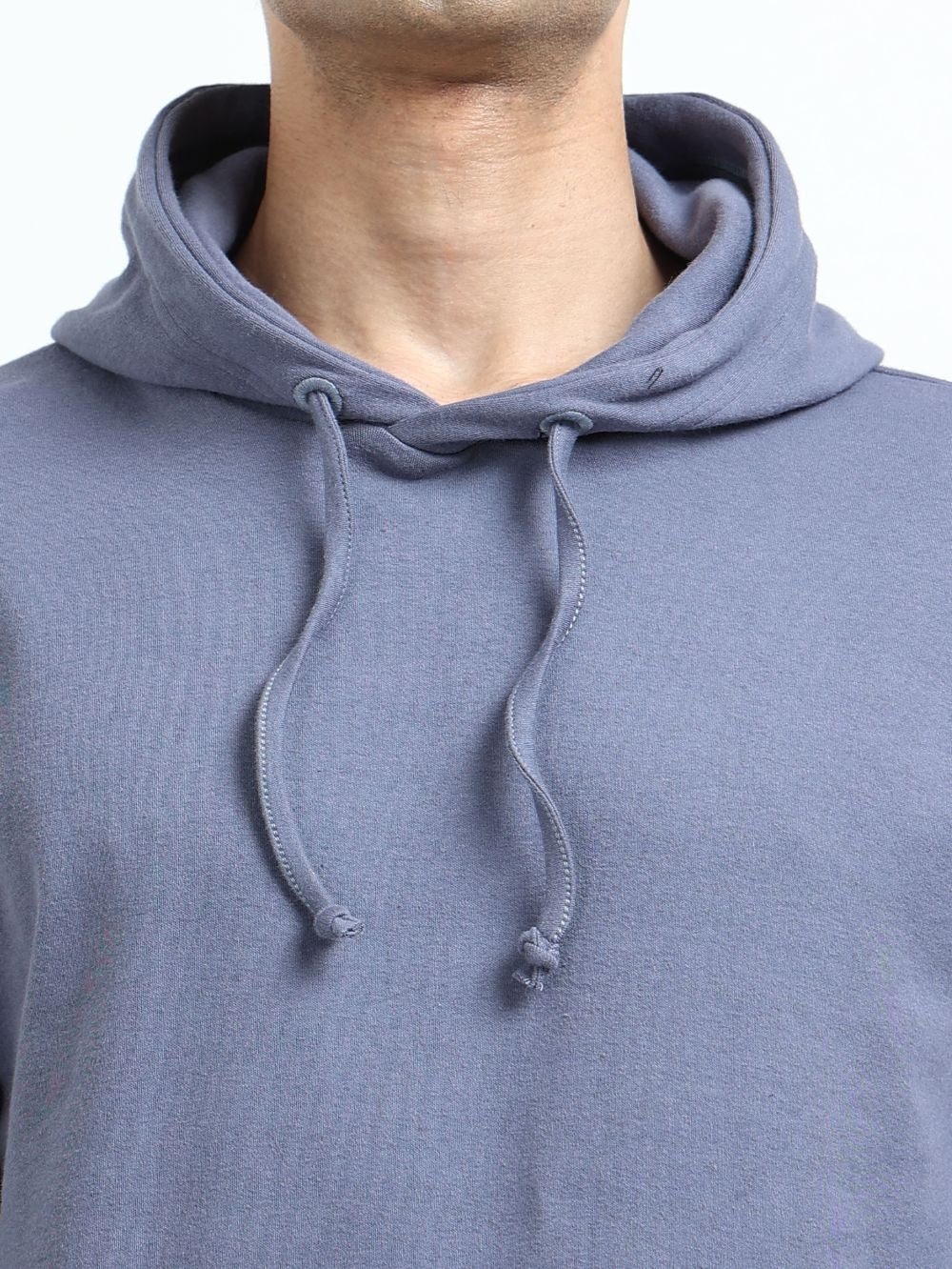 Blueish Grey Organic Cotton Casual Hoodie for Men
