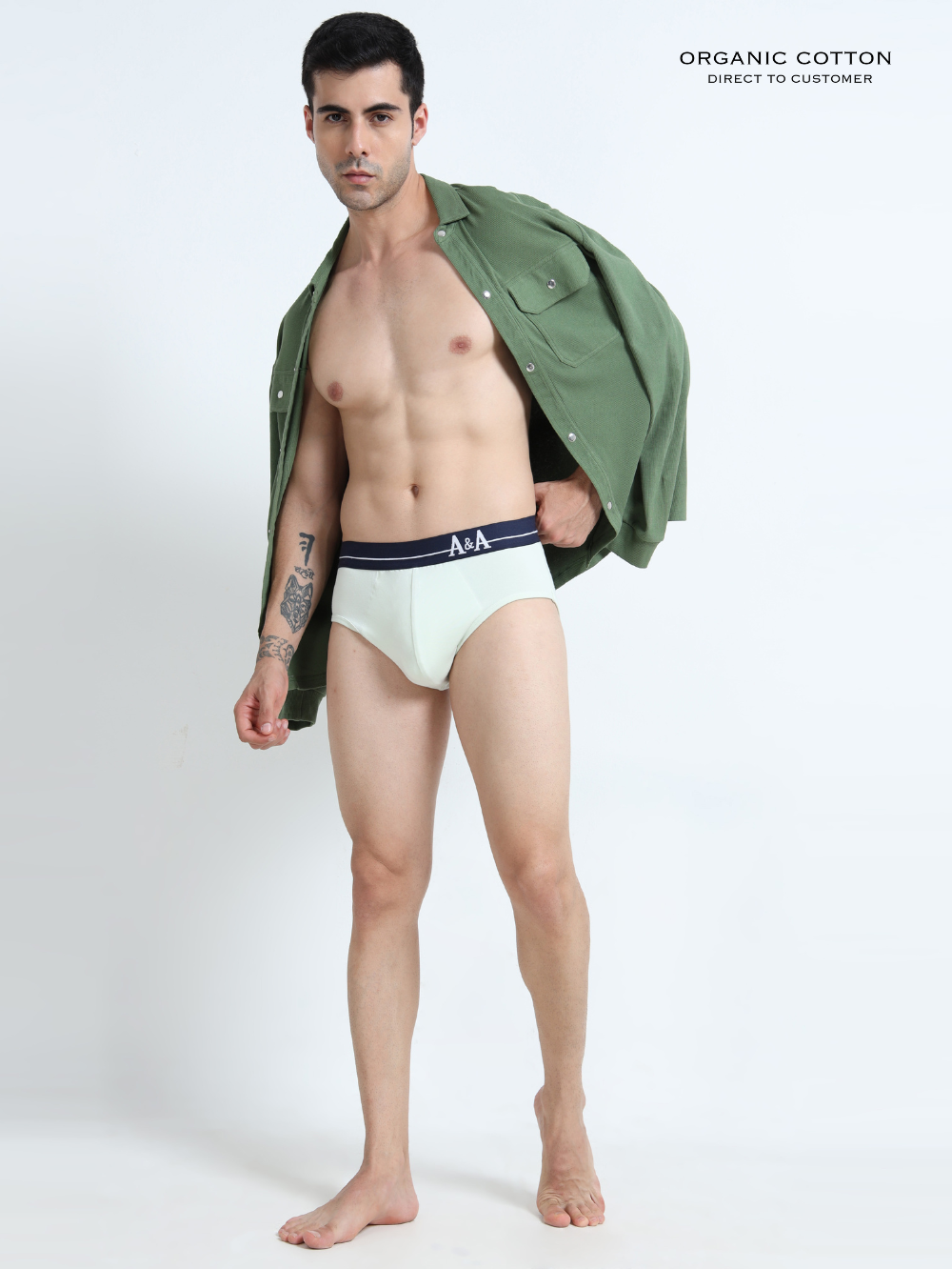 Canary Green and Aqua Organic Cotton Super Stretch Brief Outer Elastic Waistband - Pack of 2