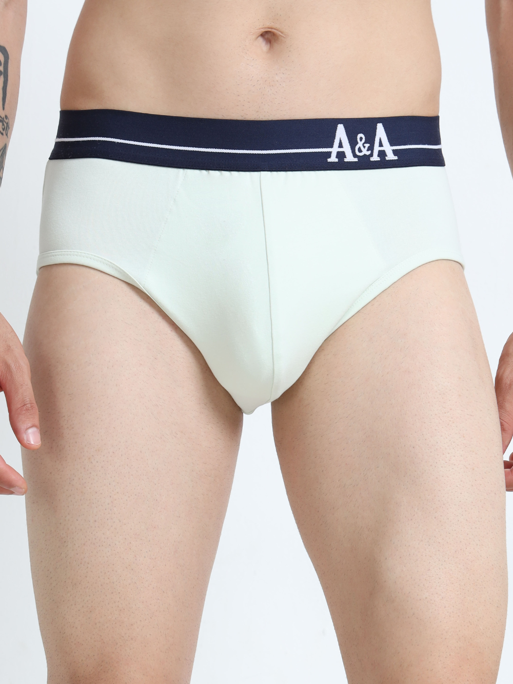 Canary Green and Aqua Organic Cotton Super Stretch Brief Outer Elastic Waistband - Pack of 2