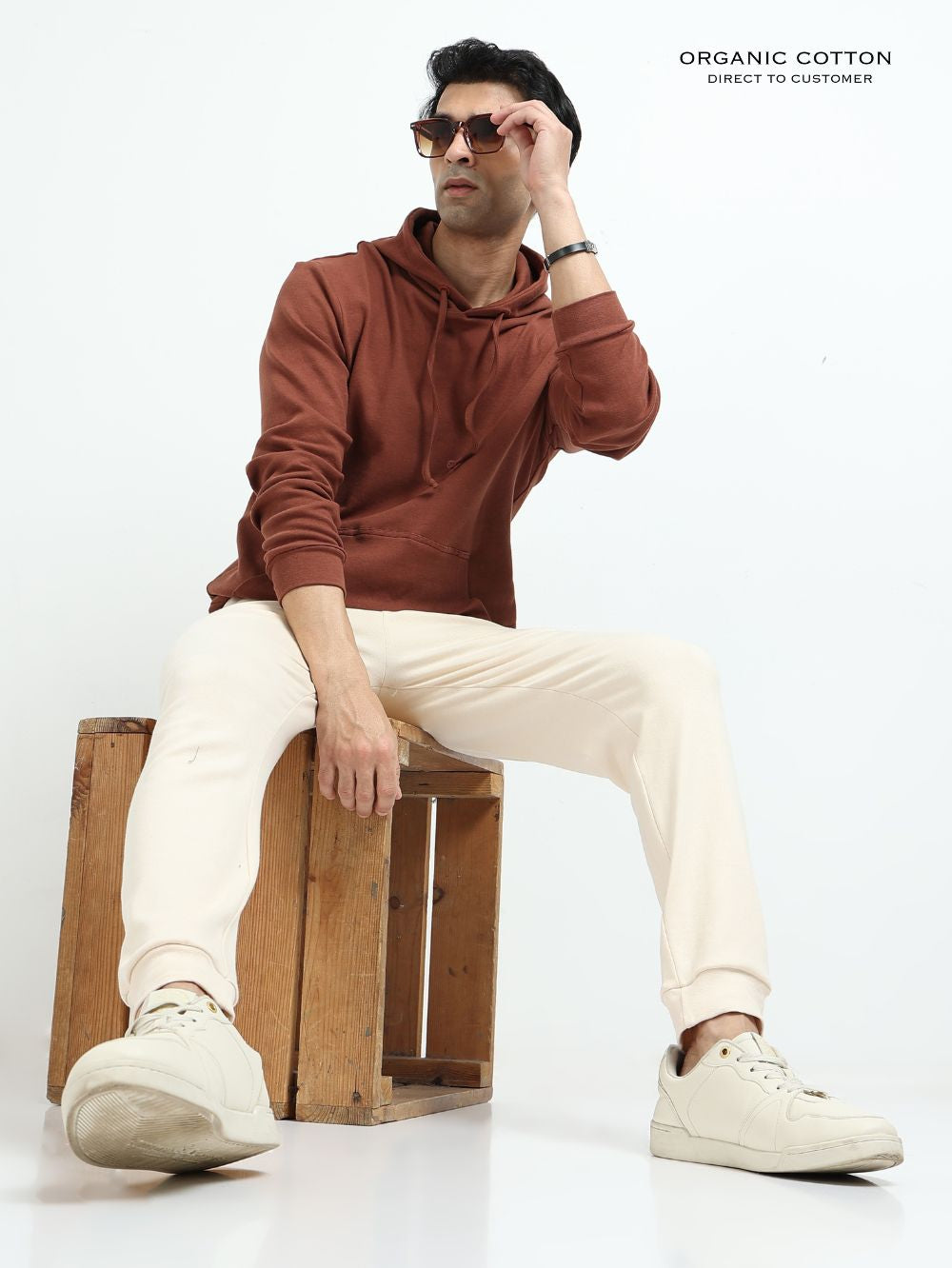 Brown Essential Comfort Organic Cotton Mens Hoodie