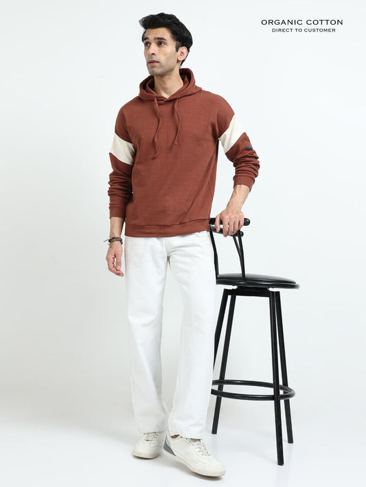 Brown Organic Cotton Casual Hoodie for Men