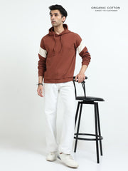 Brown Organic Cotton Casual Hoodie for Men