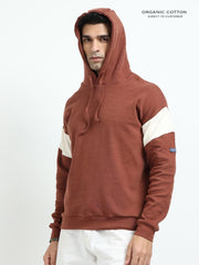 Brown Organic Cotton Casual Hoodie for Men