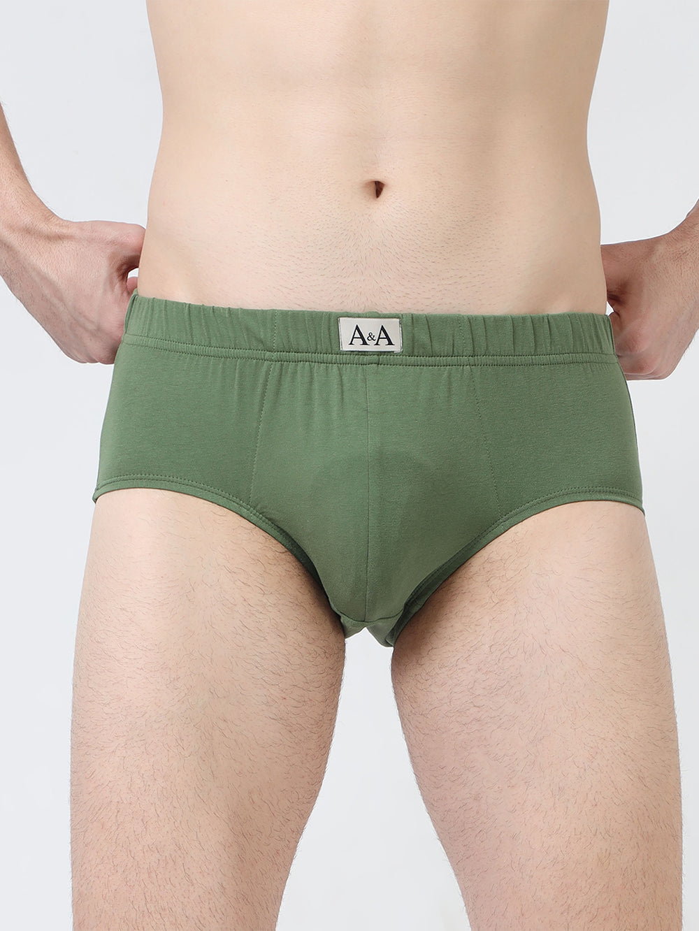 Mens Organic Super soft Cotton Elastane stretch Brief with Fabric covered Waistband