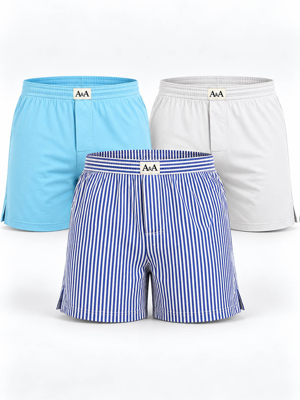 Organic Cotton Short Boxer for Mens - Pack of 3 (Delipinium Blue, Light Grey, P10-Blue)