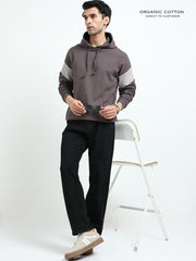 Dark Grey Organic Cotton Casual Hoodie for Men