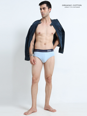 Medeival Blue and Light Blue Organic Cotton Super Stretch Brief Outer Elastic Waistband - Pack of 2