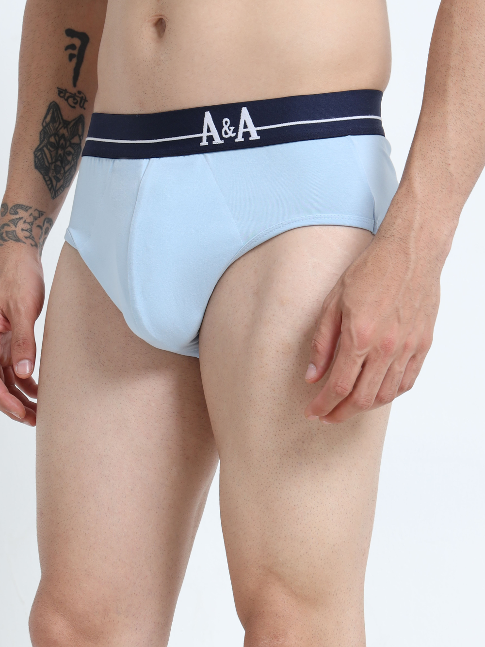 Medeival Blue and Light Blue Organic Cotton Super Stretch Brief Outer Elastic Waistband - Pack of 2