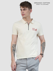 Organic Cotton With Spandex Mens Zip Up Polo T-Shirt