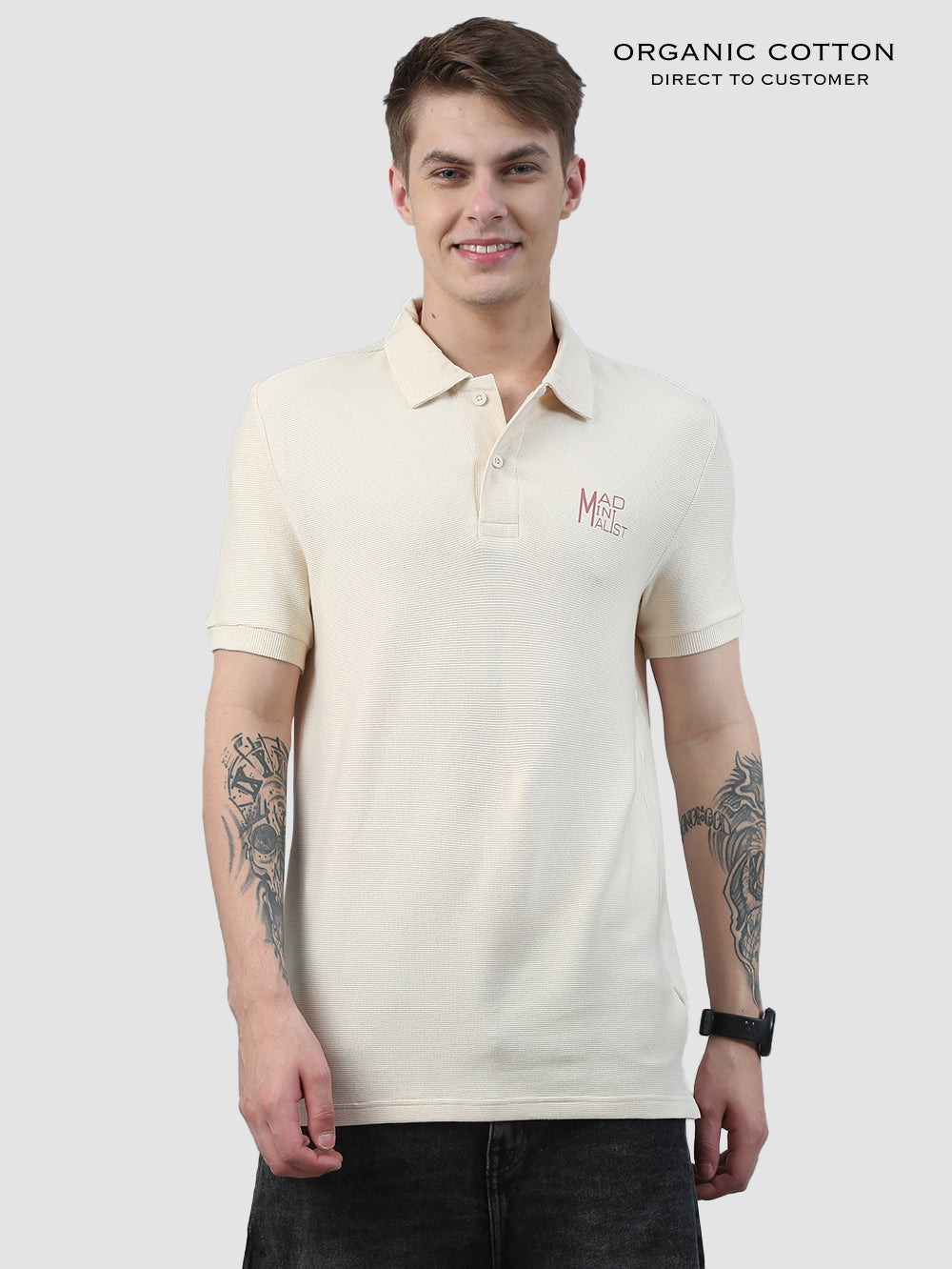 Organic Cotton With Spandex Mens Zip Up Polo T-Shirt