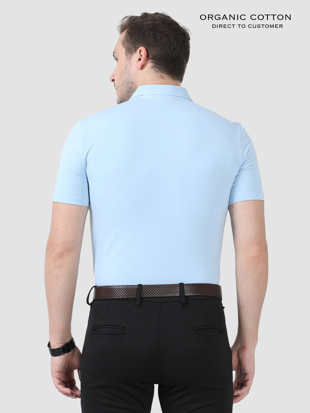 Sky Way Organic Cotton Zipper Polo T-Shirt for Men