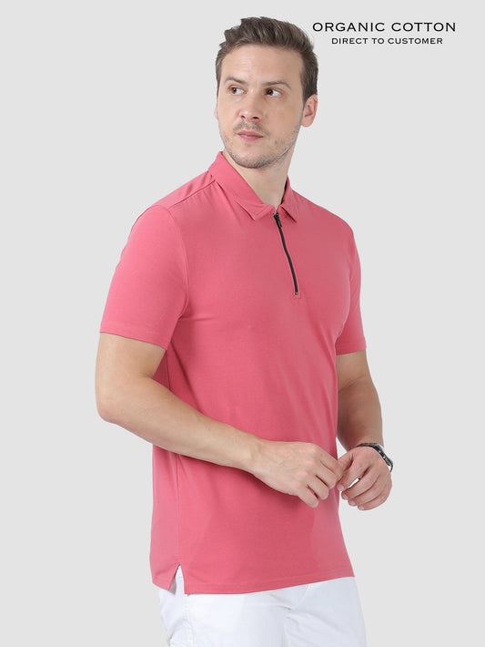 Organic Cotton Zipper Polo T-Shirt for Men