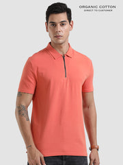 Organic Cotton Men's Zipped polo t-shirt