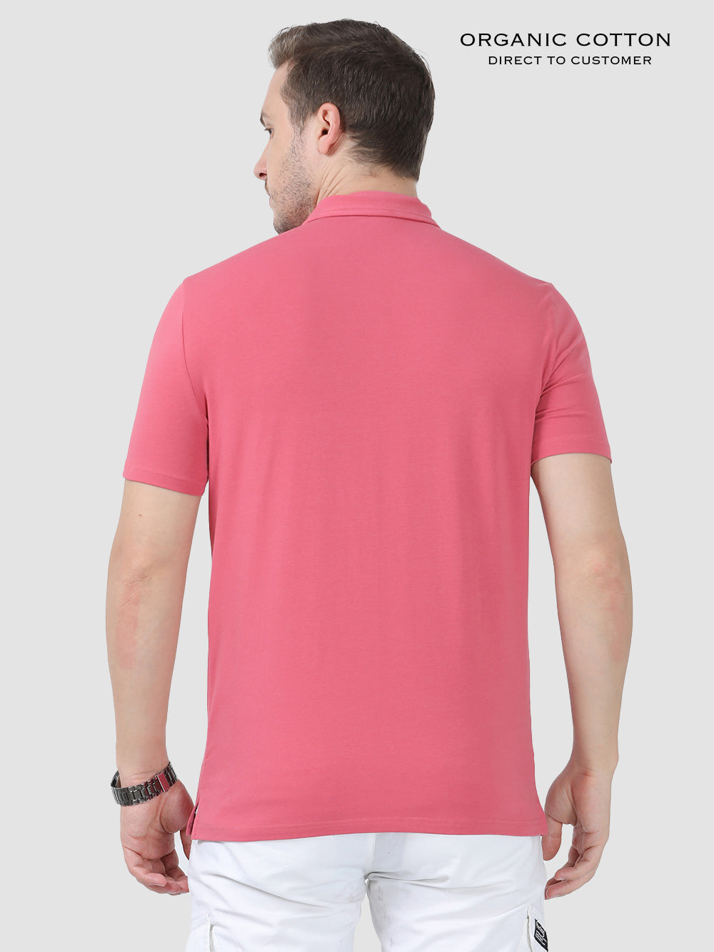Slate Rose Organic Cotton Zipper Polo T-Shirt for Men