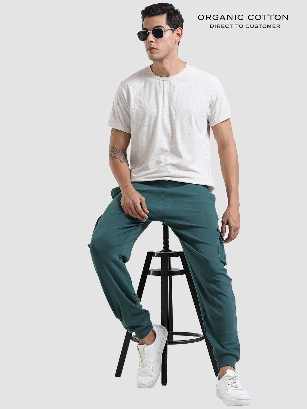 LuxeStretch Organic Cotton Joggers for Men - Bistro Green