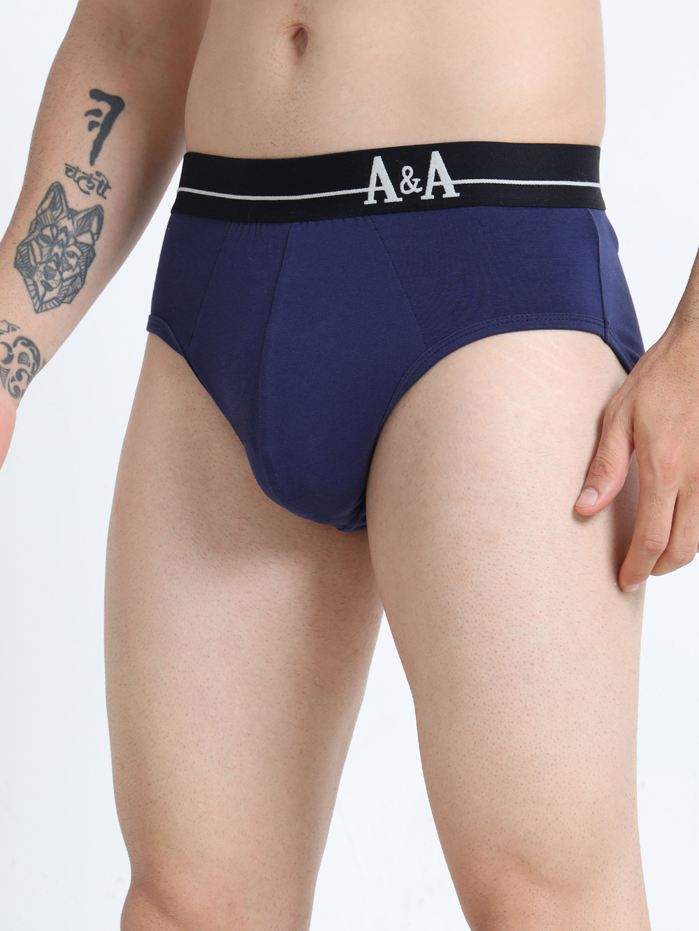 Medeival Blue and Light Blue Organic Cotton Super Stretch Brief Outer Elastic Waistband - Pack of 2