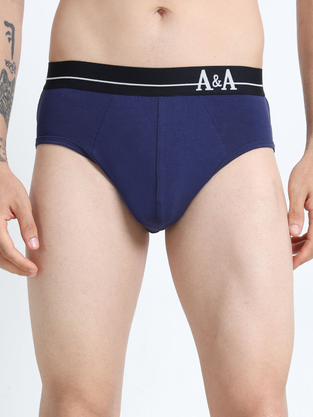 Medeival Blue and Light Blue Organic Cotton Super Stretch Brief Outer Elastic Waistband - Pack of 2