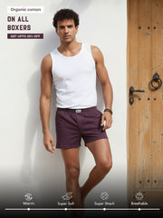 Wine Organic Cotton Short Boxer for Mens - Pack of 1