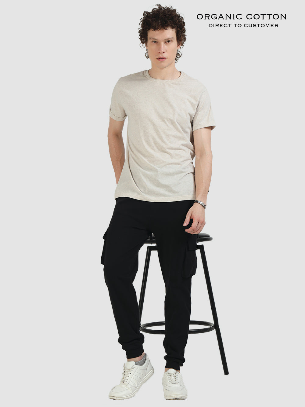 Organic Cotton Mens Jogger Pants With Cargo Pockets