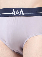 Gull Grey and Red Organic Cotton Super Stretch Brief With Outer Elastic Waistband - Pack of 2