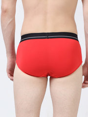 Gull Grey and Red Organic Cotton Super Stretch Brief With Outer Elastic Waistband - Pack of 2
