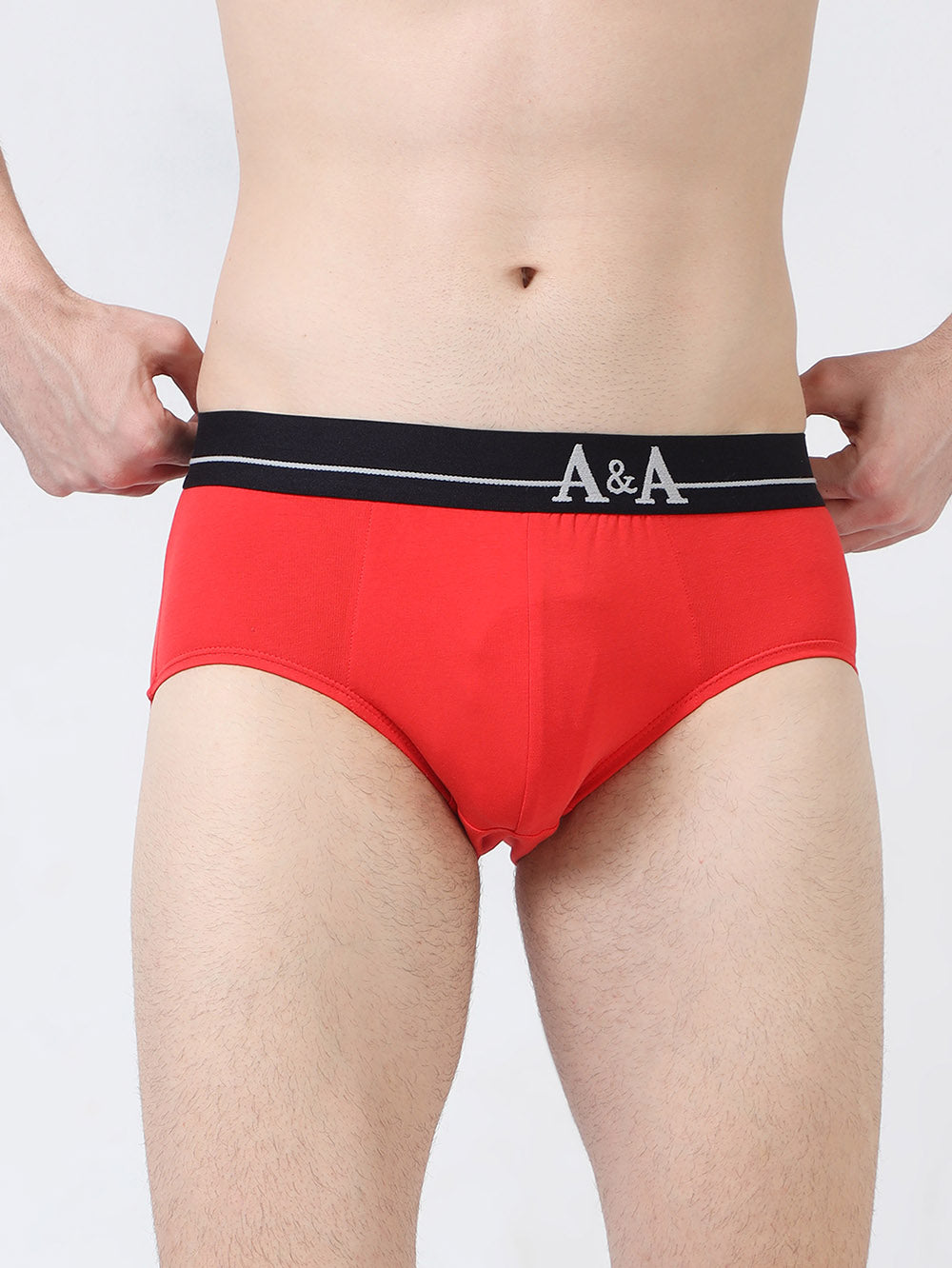 Black Organic Cotton Super Stretch Brief with Outer Elastic Waistband. Pack of 2.