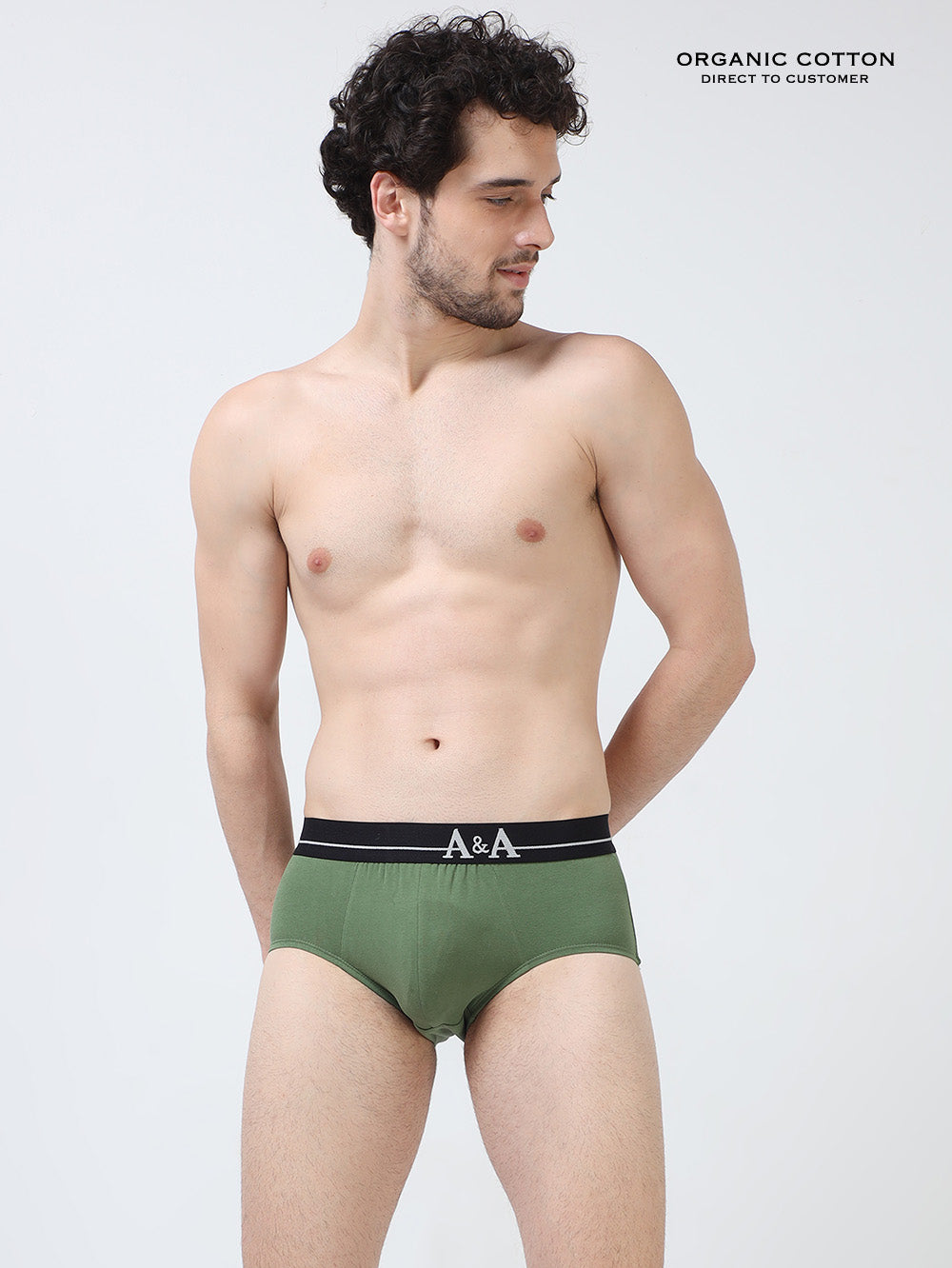 White Swan Organic Cotton Super Stretch Brief with Outer Elastic Waistband. Pack of 2.