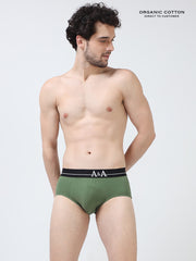 Vineyard Green Organic Cotton Super Stretch Brief with Outer Elastic Waistband. Pack of 2.