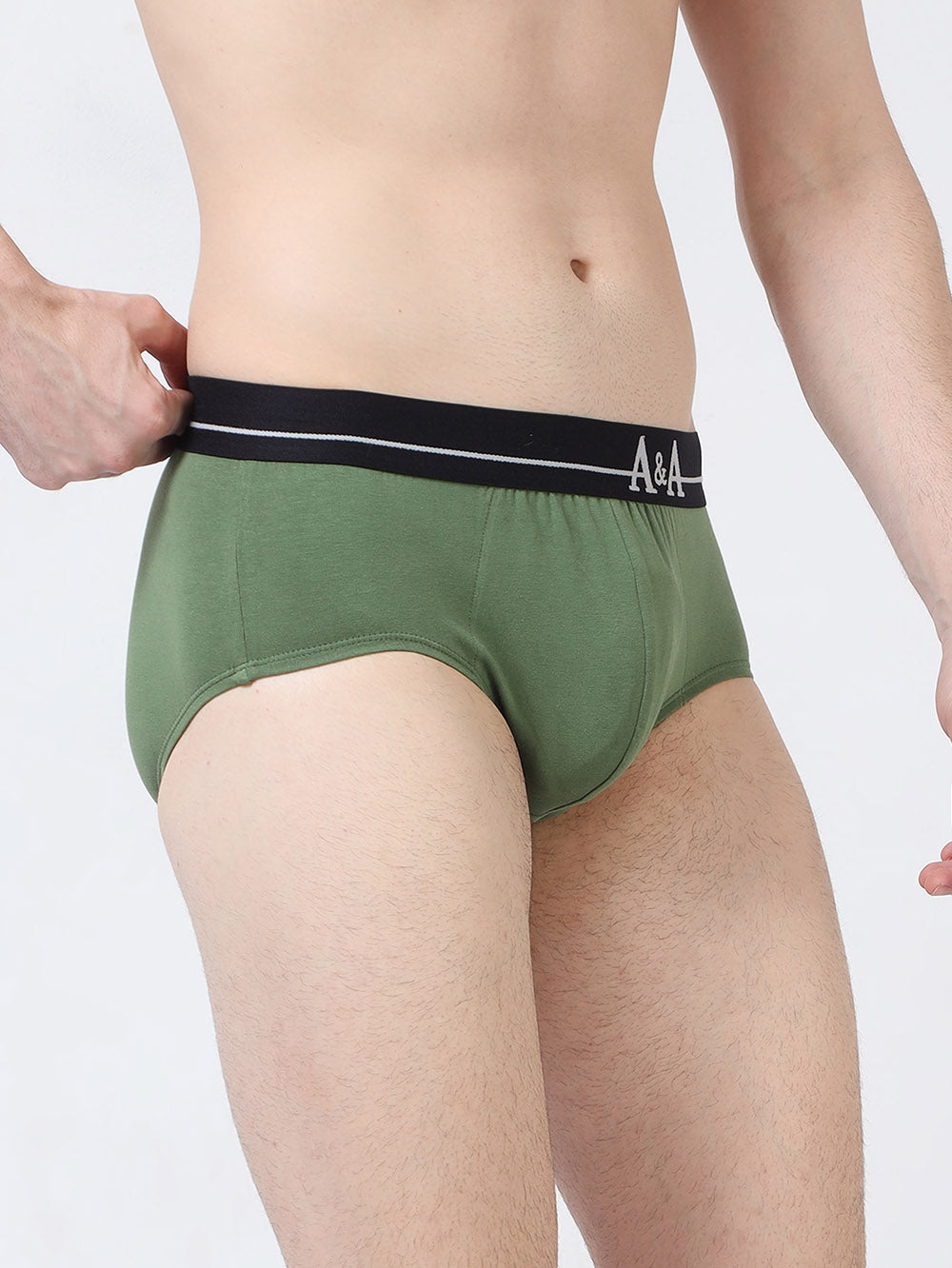 Black Organic Cotton Super Stretch Brief with Outer Elastic Waistband. Pack of 2.