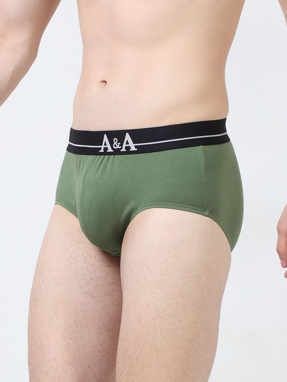 Black Organic Cotton Super Stretch Brief with Outer Elastic Waistband. Pack of 2.