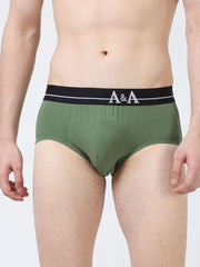 Vineyard green and White Swan Organic Cotton Super Stretch Brief With Outer Elastic Waistband - Pack of 2