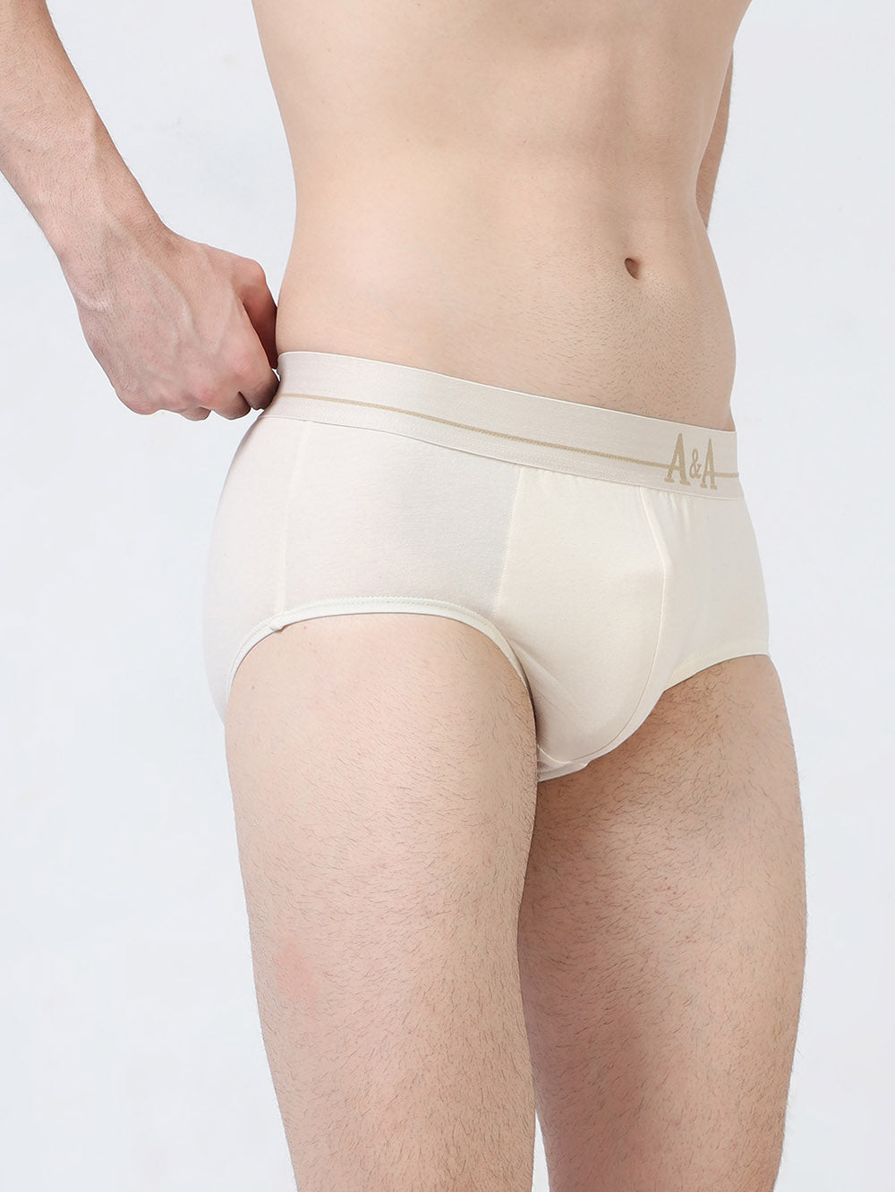 Mens Organic Cotton Stretch Brief – Outer Elastic Waistband - No Chemical Processing