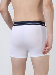 White and White Organic Cotton super stretch Trunk with Outer Elastic Waistband - Pack of 2