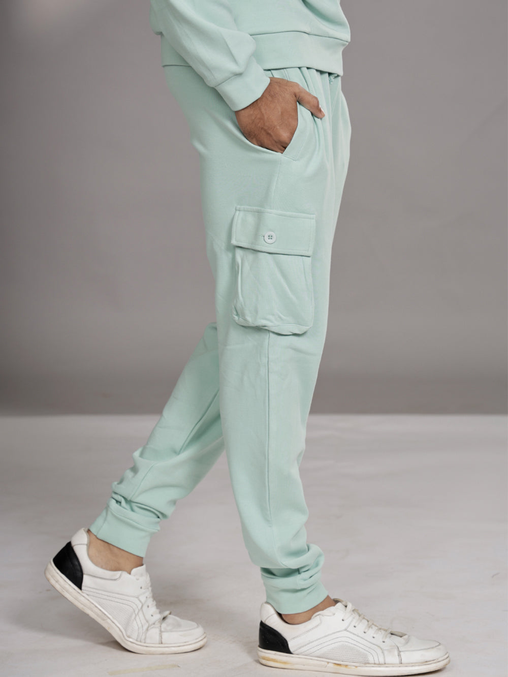 LuxeStretch Organic Cotton Joggers for Men - Cameo Green