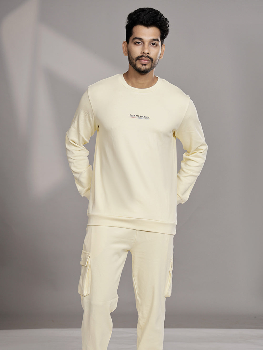 Salaam Soldier Organic Cotton Mens Pullover - Baby Yellow