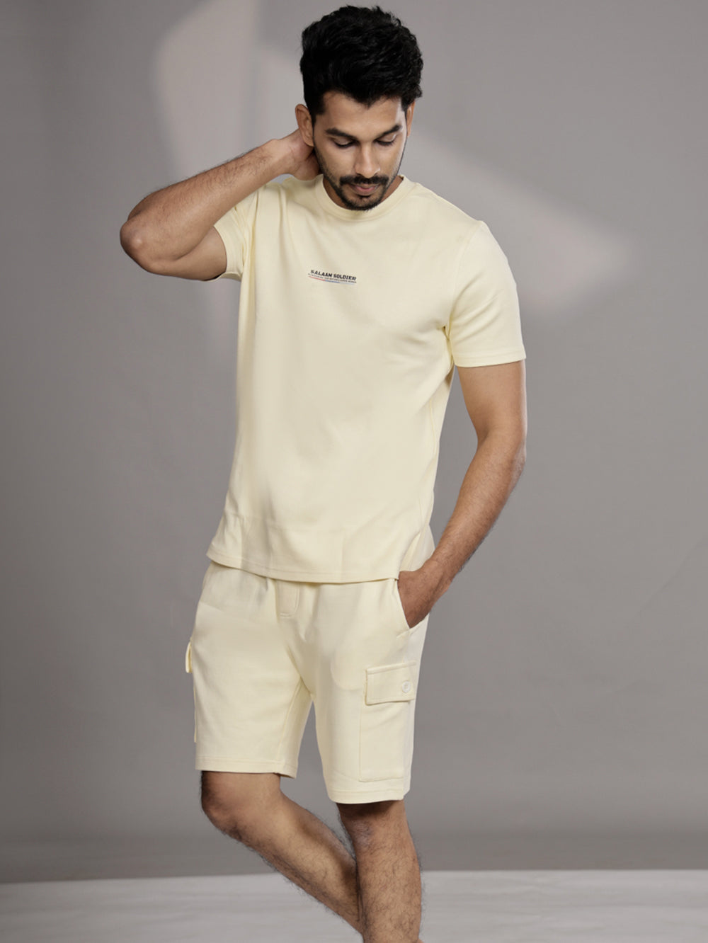 Mens Shorts Light Grayish Yellow