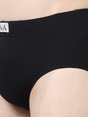 Black and  Black Organic Cotton Ultra-Soft, Super Stretch Brief with Covered Waistband. Pack of 2.