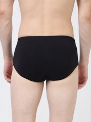 Black and  Black Organic Cotton Ultra-Soft, Super Stretch Brief with Covered Waistband. Pack of 2.