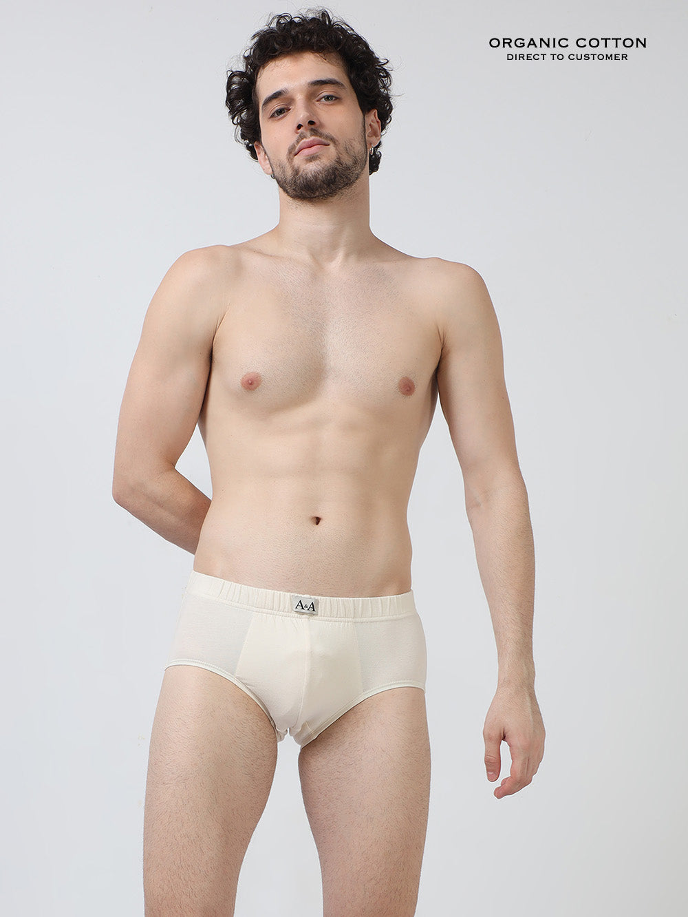 Mens Ultra-Soft Organic Cotton Stretch Brief - Fabric Covered - No Chemical Processing