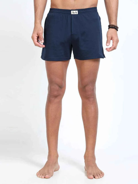 Organic Cotton Short Boxer for Mens - Pack of 3 (Navy, Blueish Grey, PO9-White)