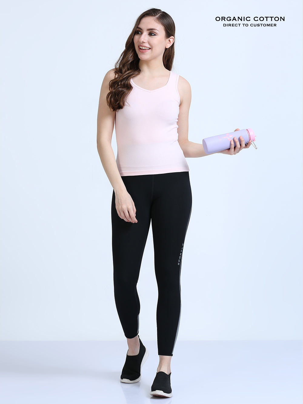 Dogwood Pink and Canary Green Wide-Strap Organic Cotton Camisole for Women-Pack of 2