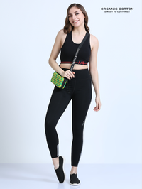 Black Organic Cotton Women's Active Sports Bra.