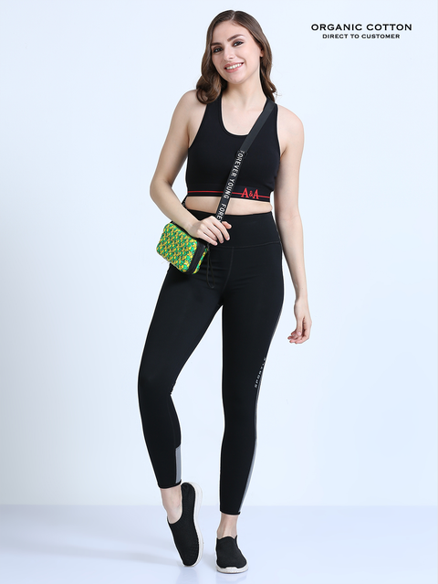 Black Organic Cotton Women's Active Sports Bra.