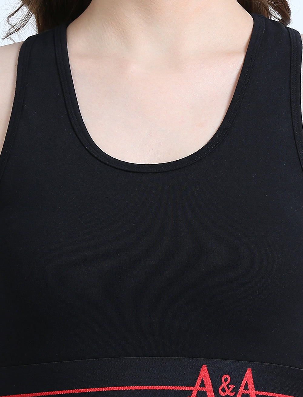 Black Organic Cotton Women's Active Sports Bra.