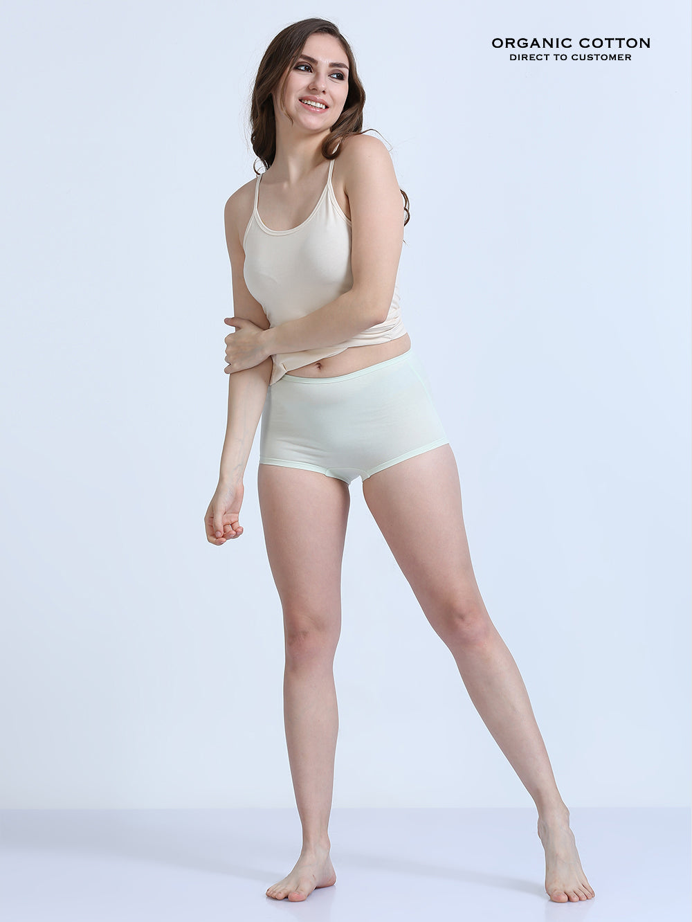 Pink and Canary Green Organic Cotton Boy Shorts for Women - Pack of 2