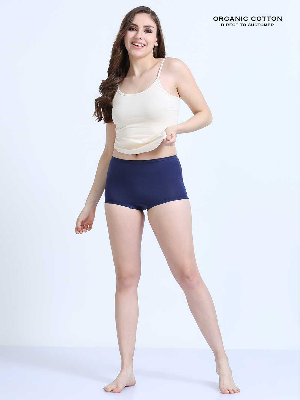 Black and Medieval Blue Organic Cotton Boy Shorts for Women - Pack of 2