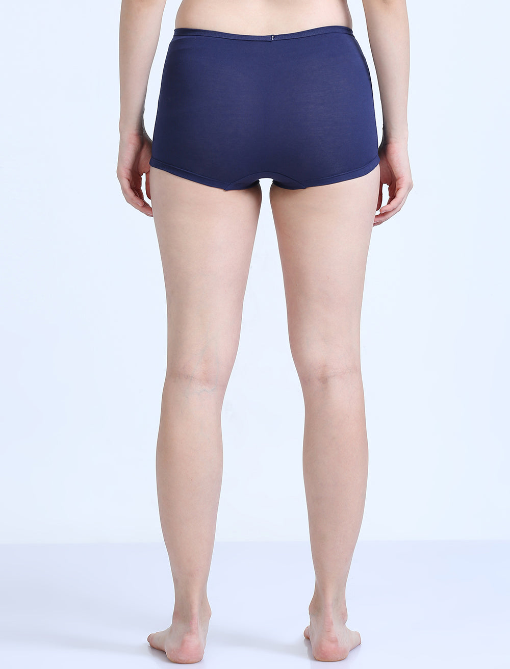 Black and Medieval Blue Organic Cotton Boy Shorts for Women - Pack of 2