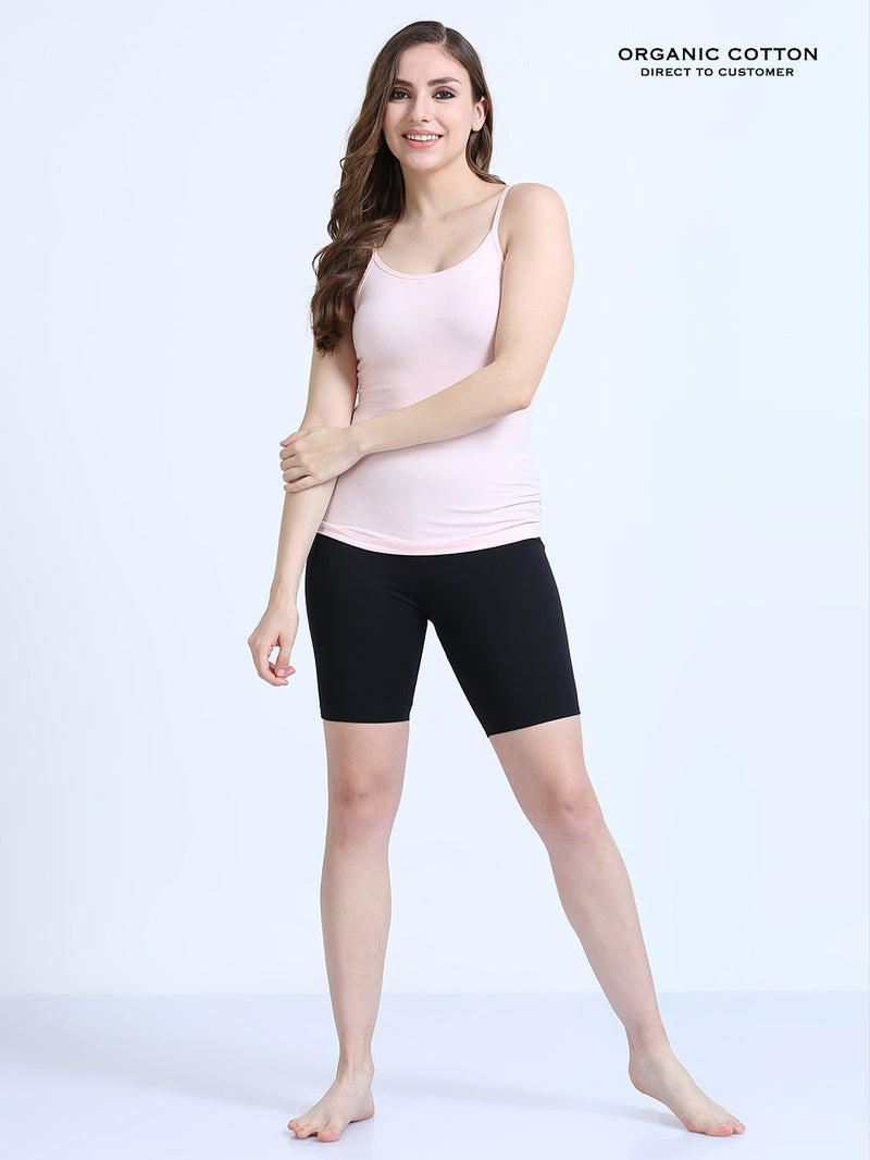 Dogwood Pink and Canary Green Thin-Strap Organic Cotton Camisole for Women - Pack of 2