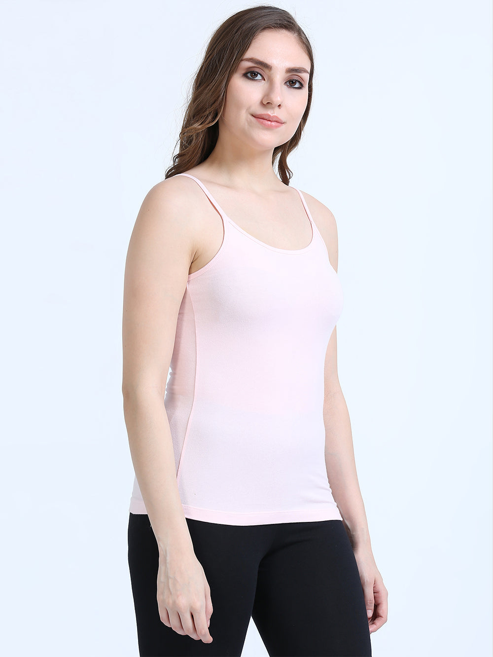 Dogwood Pink and Canary Green Thin-Strap Organic Cotton Camisole for Women - Pack of 2